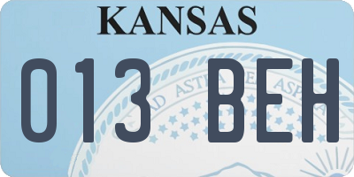 KS license plate 013BEH