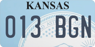 KS license plate 013BGN