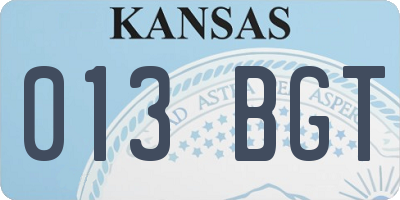 KS license plate 013BGT