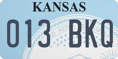 KS license plate 013BKQ