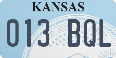 KS license plate 013BQL