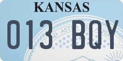 KS license plate 013BQY