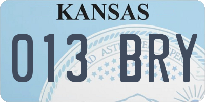 KS license plate 013BRY