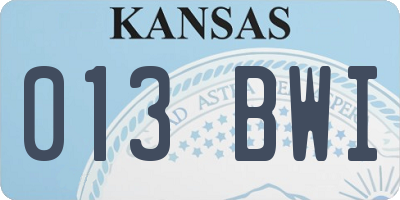 KS license plate 013BWI