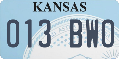 KS license plate 013BWO