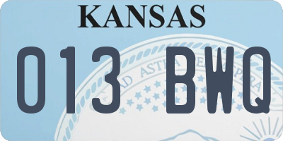 KS license plate 013BWQ