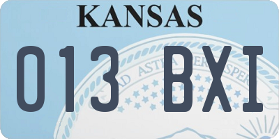 KS license plate 013BXI