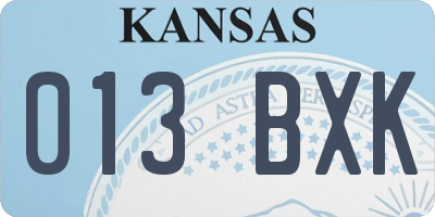 KS license plate 013BXK