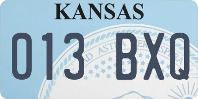 KS license plate 013BXQ
