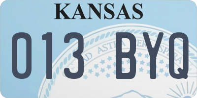 KS license plate 013BYQ
