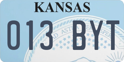 KS license plate 013BYT