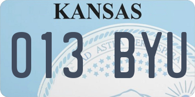 KS license plate 013BYU