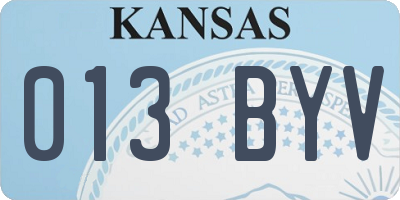 KS license plate 013BYV