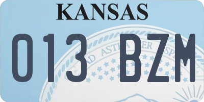 KS license plate 013BZM