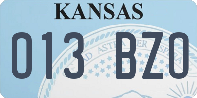 KS license plate 013BZO