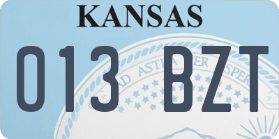 KS license plate 013BZT
