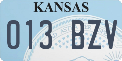 KS license plate 013BZV