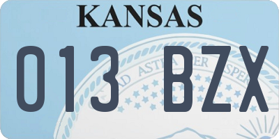 KS license plate 013BZX