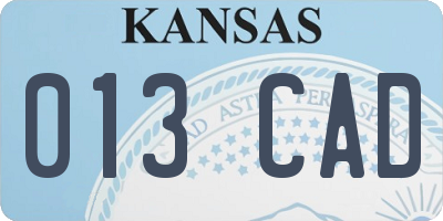 KS license plate 013CAD