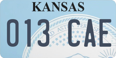KS license plate 013CAE