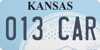 KS license plate 013CAR