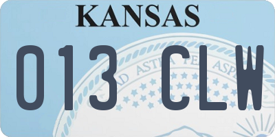 KS license plate 013CLW