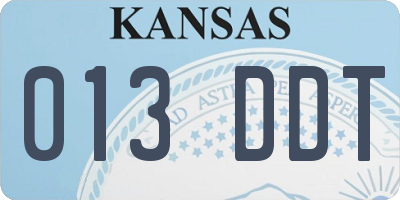 KS license plate 013DDT