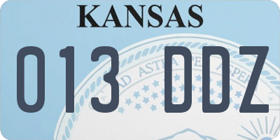 KS license plate 013DDZ