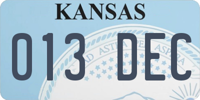 KS license plate 013DEC