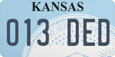 KS license plate 013DED