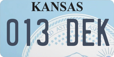 KS license plate 013DEK