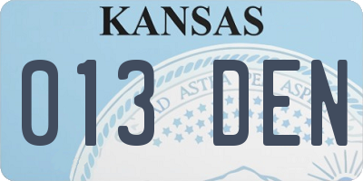 KS license plate 013DEN