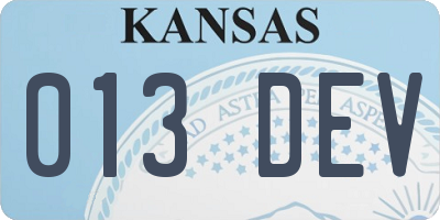 KS license plate 013DEV
