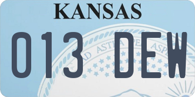 KS license plate 013DEW