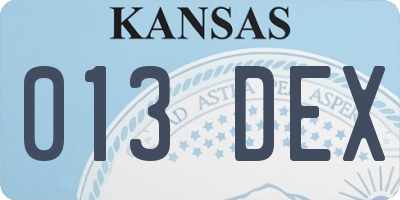 KS license plate 013DEX