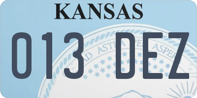 KS license plate 013DEZ