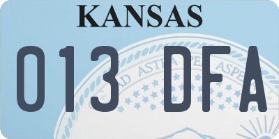 KS license plate 013DFA
