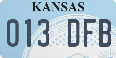 KS license plate 013DFB