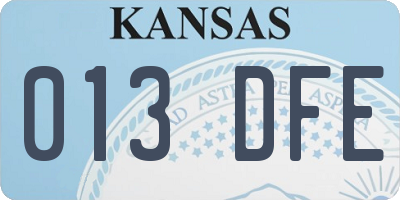 KS license plate 013DFE