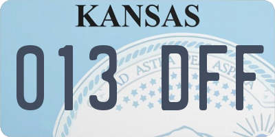 KS license plate 013DFF