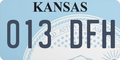 KS license plate 013DFH