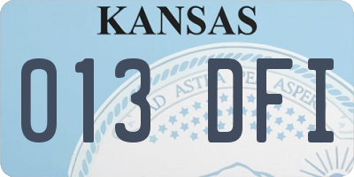 KS license plate 013DFI
