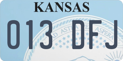 KS license plate 013DFJ
