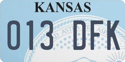KS license plate 013DFK