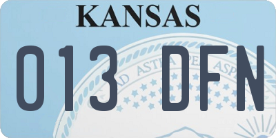 KS license plate 013DFN