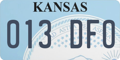 KS license plate 013DFO