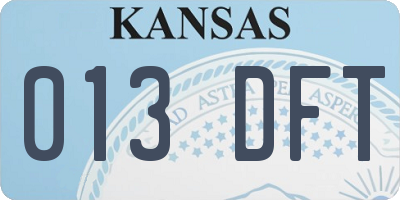 KS license plate 013DFT