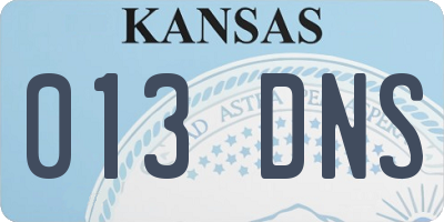 KS license plate 013DNS