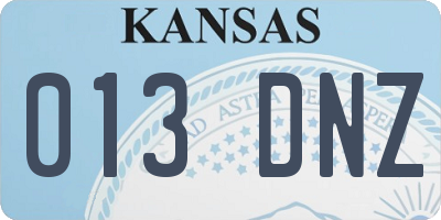 KS license plate 013DNZ