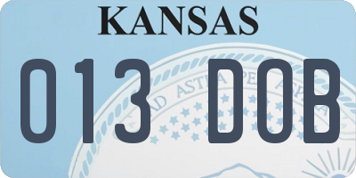 KS license plate 013DOB